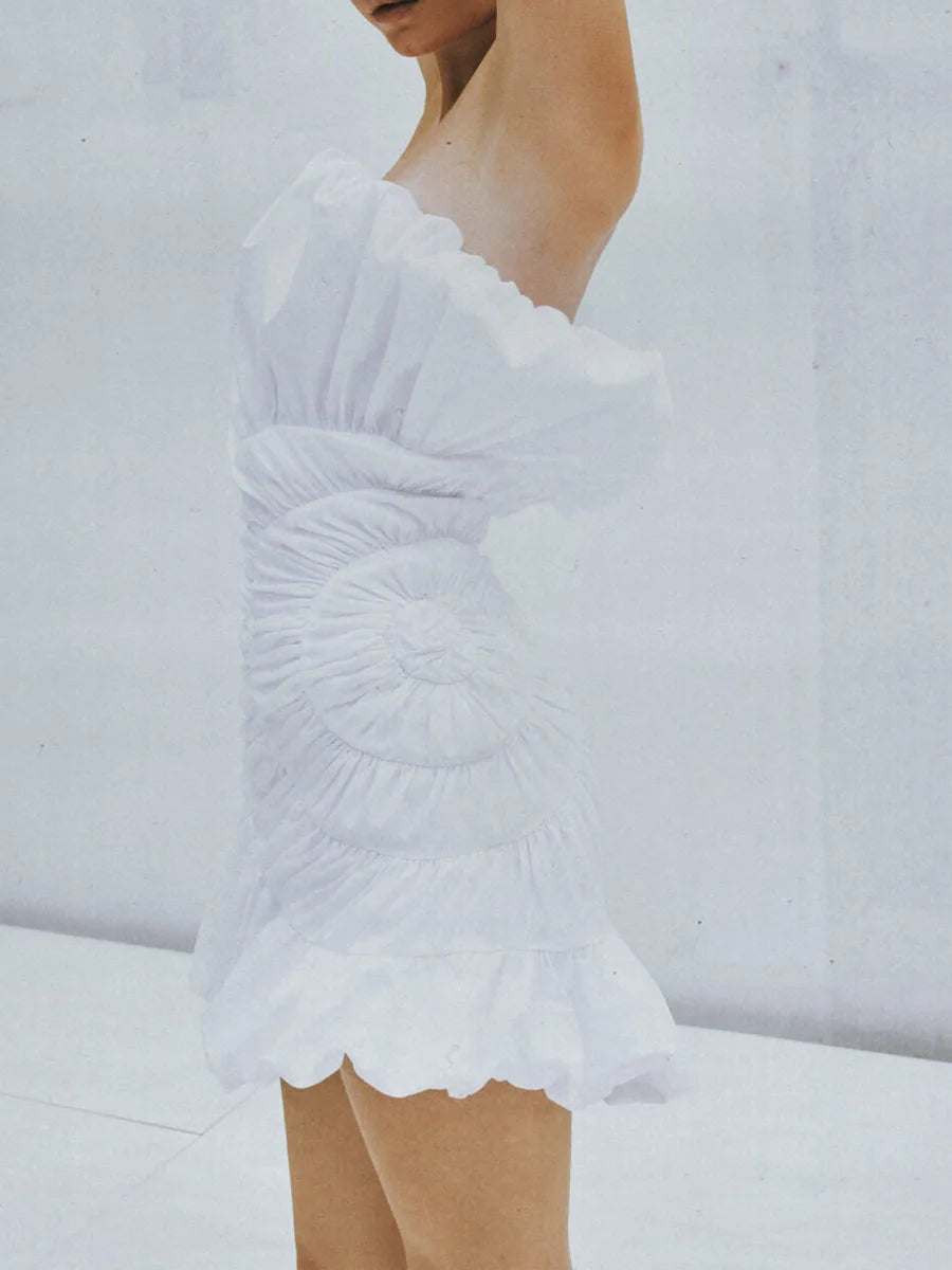 Solid Soliced Folds Fashion Mini Dresses for Women Strapless Sleeveless High Waist Elegant Dress Female Clothes New