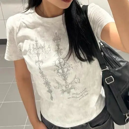 Load image into Gallery viewer, Cotton Woman Tshirts Crop Tops Fashion Print Summer Tees 2024 Ropa Mujer Tie-dye Short Sleeve O-neck T Shirt Casual Y2k T-shirt
