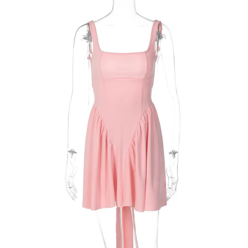 Load image into Gallery viewer, Elegant Backless Bow Mini Dress For Women 2023 Autumn New Square Collar Sleeveless Ruffles Sexy Dress Vintage Fashion
