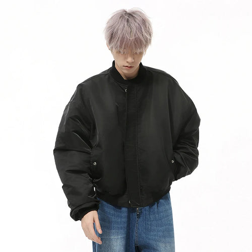 Load image into Gallery viewer, Autumn Men&#39;s Cotton Coats Round Collar New Solid Color Pleated Design Korean Simple Male Loose Padded Jackets 2024 9C9344
