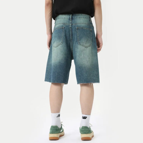 Load image into Gallery viewer, High Street Men&#39;s Straight Denim Shorts Vintage Worn-out Design Male Bottom Wide Leg Trousers Fashion Summer 9C6319
