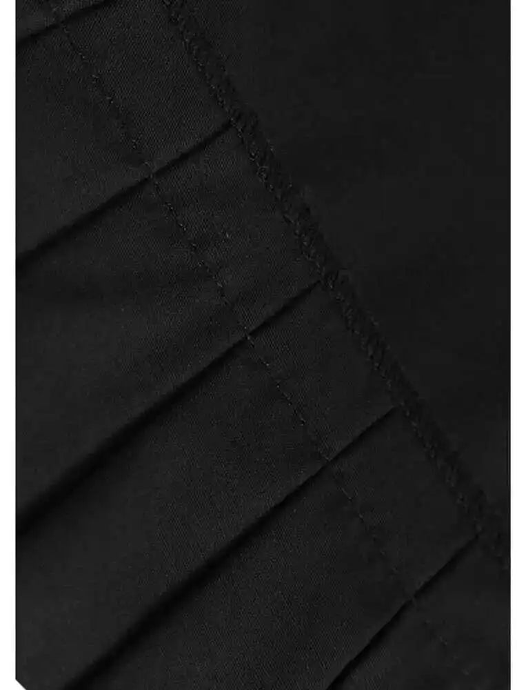 Women Black Dot Printed Pleated Big Size Blouse New Lapel Short Sleeve Shirt Fashion Tide Spring Summer 2025 1DH6763