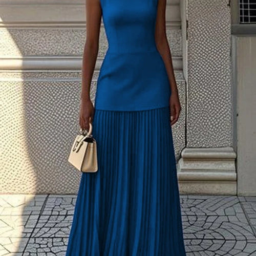 Load image into Gallery viewer, Evening Prom Maxi Dresses for Woman Summer Elegant Sleeveless Pleated Gauze Cocktail Party Wedding Guest Dresses
