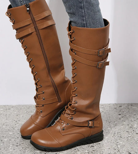 Boots Long Winter Boots Women New PU Leather High Botas Mujer Fashion Women's High Knee Boots Luxury Footwear Winter Shoes Woman