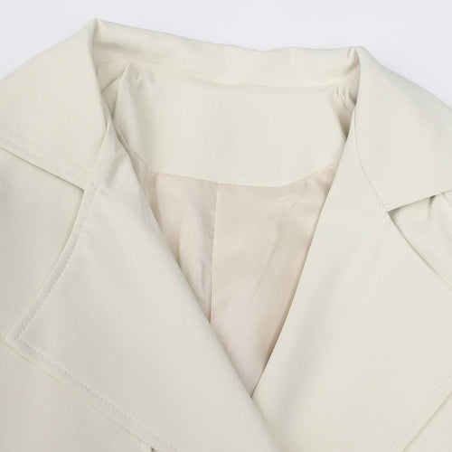 Load image into Gallery viewer, Women Beige Color-block Leather Big Size Trench New Lapel Long Sleeve Windbreaker Fashion Tide Spring Autumn 2025 CPG1307
