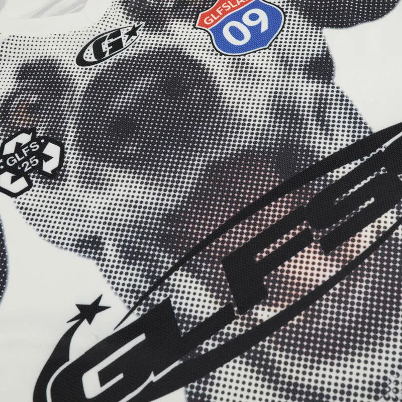 Vintage T-Shirt Y2K Grunge Dog Graphic Printed Sport Patchwork Long Sleeve Tshirt Streetwear Hip Hop Harajuku Casual Loose Shirt