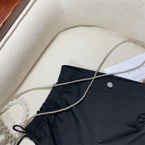 Load image into Gallery viewer, Fashion Summer Women Black Slim High Waist Drawstring Pleated Lace-up Shorts Casual Fashion Simple Short Pant Streetwear popular
