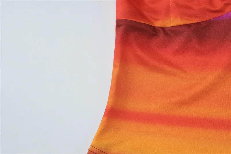 Print Sexy 2 Piece Sets Women Summer New V Neck Crop Tops And Maxi Skirt Female Elegant Club Party Slim Skirt Set