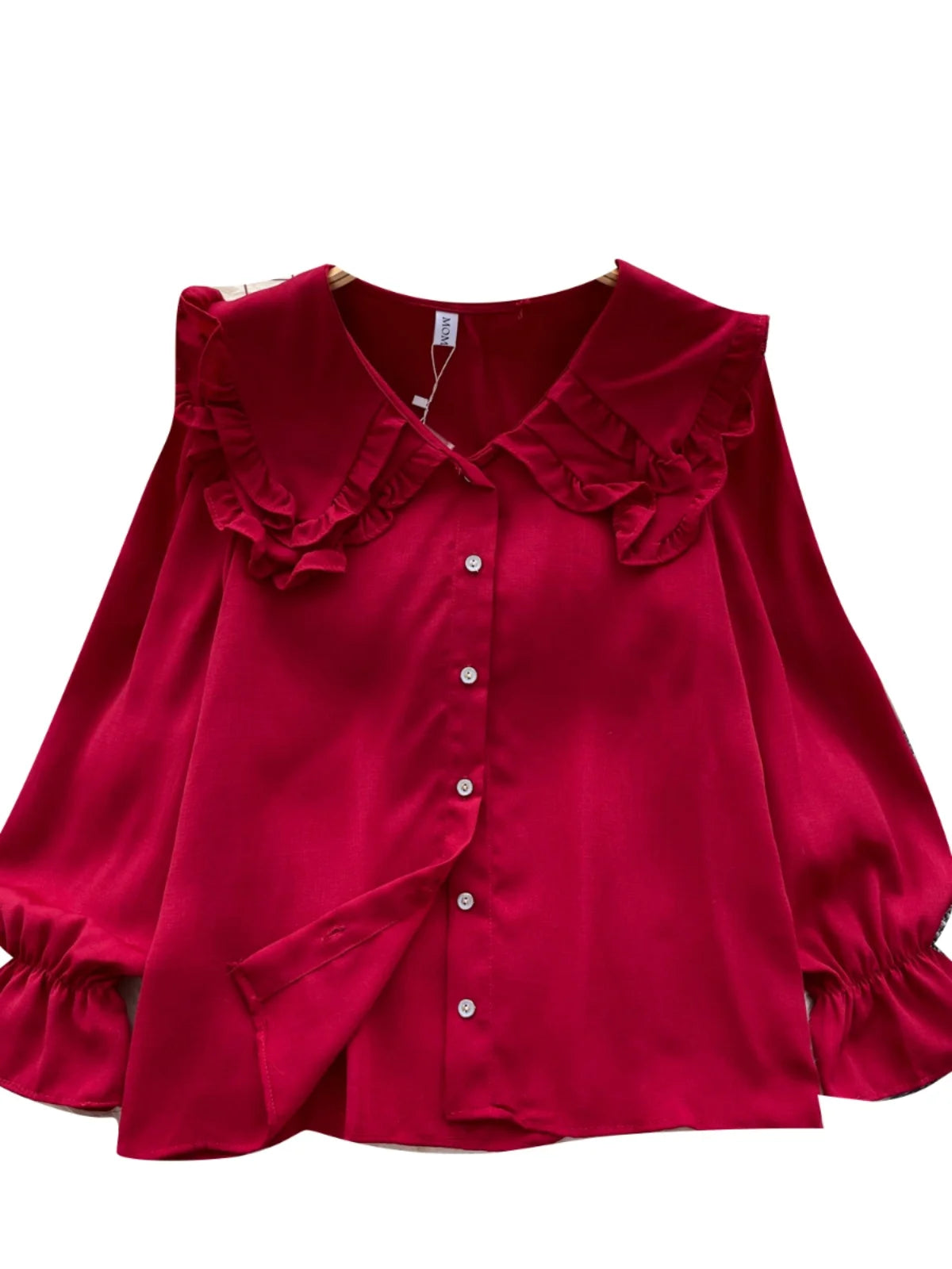 Autumn 2024 Vintage Women Sweet Solid Ruffles Shirts Fashion Ladies Long Sleeves Blouses Chic Single Breasted Tops Clothes Chic