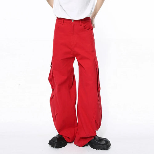 Load image into Gallery viewer, Men&#39;s Wear New Stylish Overalls High Street Oversize Wide Leg Workwear Pants Solid Color Fashion Pocket Trouser 9C5103
