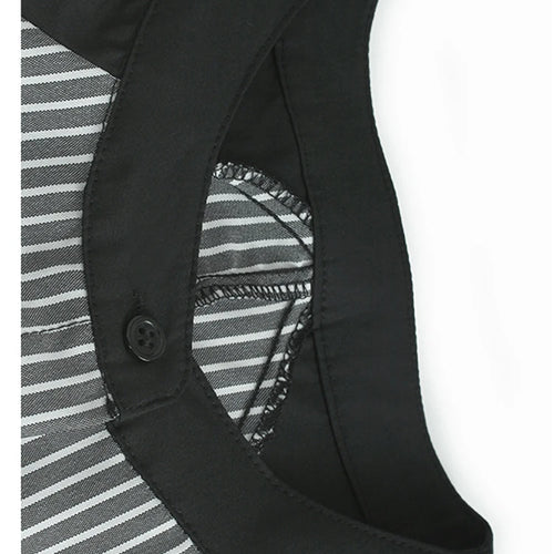 Load image into Gallery viewer, Women Black Striped Lace Hem Big Size Blouse New Stand Collar Half Sleeve Shirt Fashion Tide Spring Summer 2025 1DJ1109
