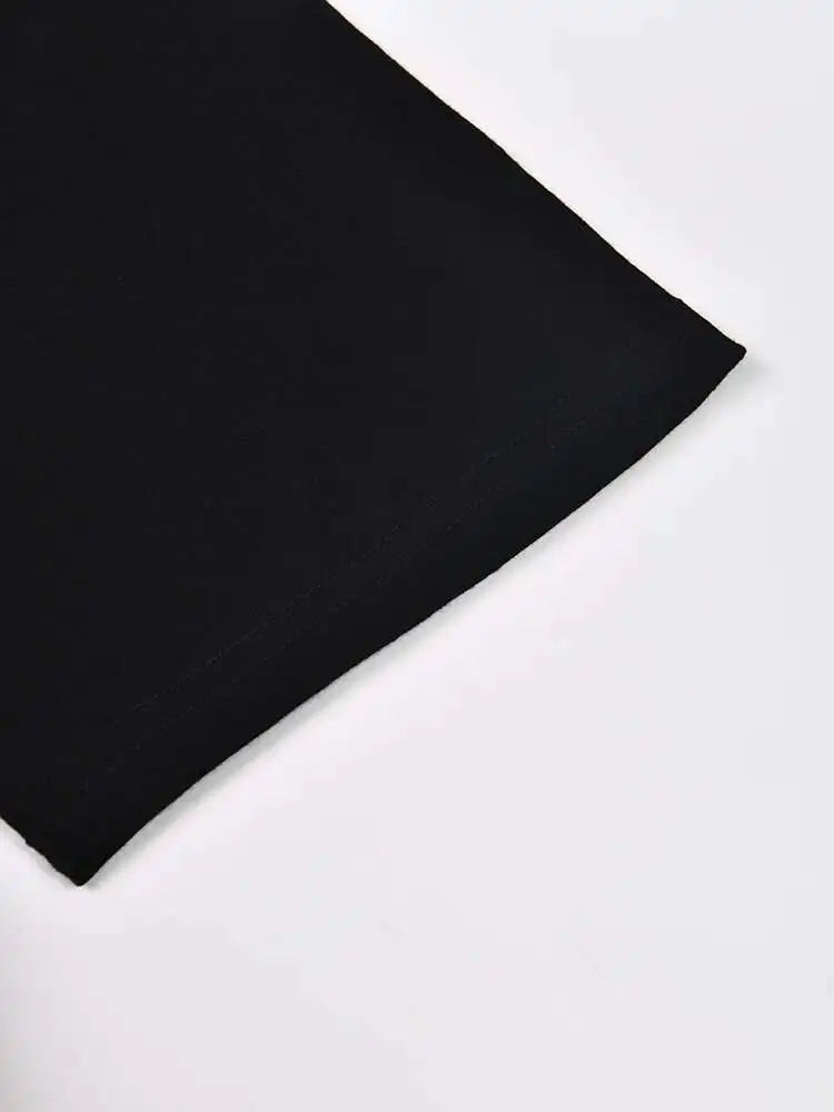 Women Black Layers Mesh Long Big Size Dress New Round Neck Short Sleeve Loose Fit Fashion Tide Spring Summer 2025 16R3054