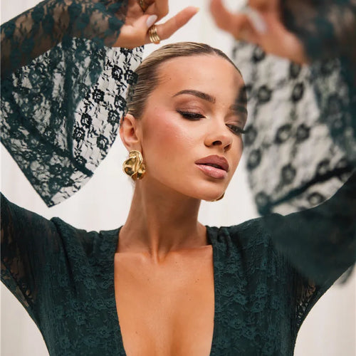 Load image into Gallery viewer, Elegant Lace Long Sleeve Sexy Maxi Dress For Women Fashion Deep V Neck Bodycon Party Club Sexy Long Dress Fashion
