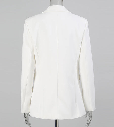 Solid Spliced Hot Fix Casual Blazers for Women Lapel Long Sleeves Patchwork Single Breasted Fashion Blazer Female