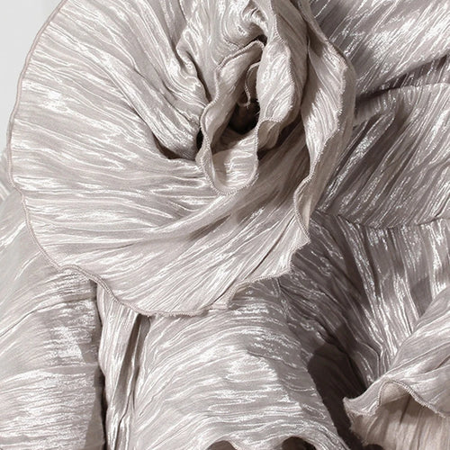 Load image into Gallery viewer, Women Silver Gray Textured Pleated Ruffles Vest Dress New Round Neck Sleeveless Fashion Tide Spring Summer 2025 7AB9278
