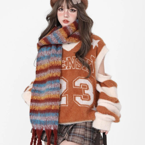 Load image into Gallery viewer, Hollow Out Harajuku Grunge Letter Jacquard Pullovers Streetwear Vintage Patchwork Jumpers Women Y2k Aesthetic Casual Sweaters
