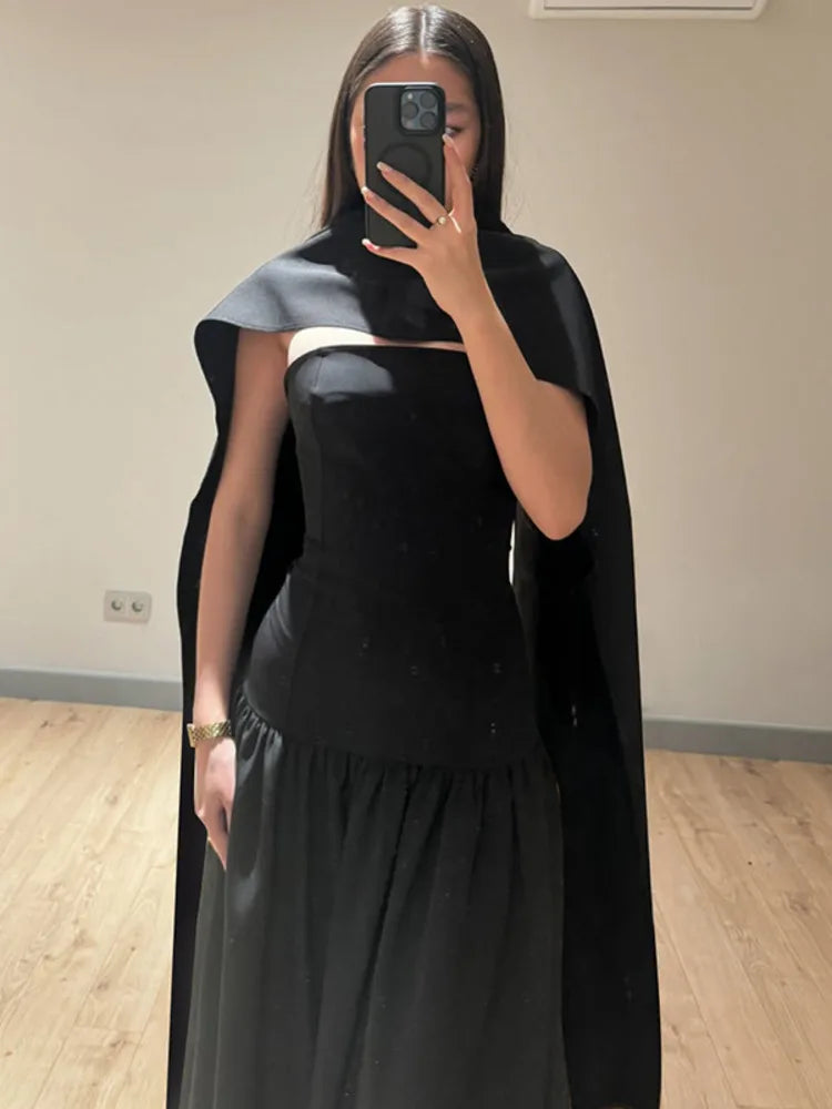 Sexy Strapless Sleeveless Backless Ribbon Long Dress For Women's 2025 Spring/summer New Elegant Slim Party Evening Dress