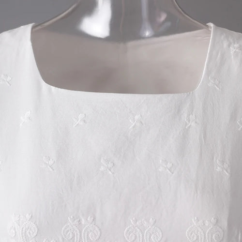 Load image into Gallery viewer, Women White Lace Hollow Out Elegant Slim Dress New Square Collar Short Sleeve Fashion Tide Spring Summer 2025 CPG3161
