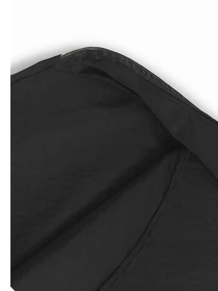 Women Black Color-block Irreuglar Pleat Big Size Shirt Dress New Lapel Long Sleeve Fashion Tide Spring Autumn 2025 1DH9804