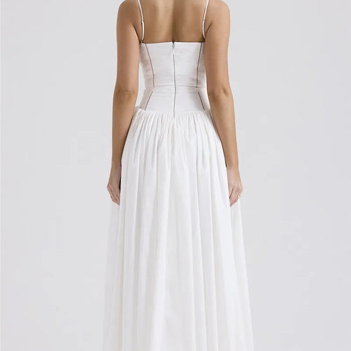 Load image into Gallery viewer, Elegant White Sundress Spaghetti Strap Backless Midi Dress For Women Fashion Sleeveless A-line Loose Long Dress New
