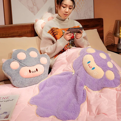 Load image into Gallery viewer, 35*42cm Kawaii Cat Paw Plush Pillow Cushion with Blanket Multifunctional Toys Stuffed Soft Animal Dolls Home Decoration Winter
