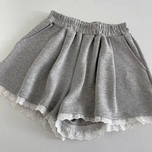 Load image into Gallery viewer, Black White High Waist Slim Mini Pleated Shorts 2024 Spring Summer Fashion Ladies Sweet Gray Lace Shorts For Women Clothes Trend
