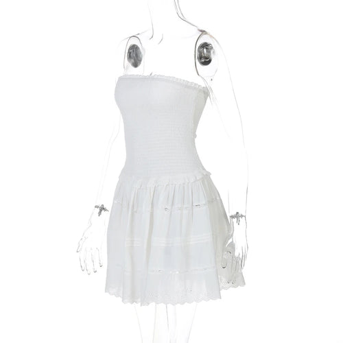 Load image into Gallery viewer, Off-shoulder Strapless A-line Sexy Mini Dress For Women Fashion Lace Sleeveless Backless High Waist Club Party Dress
