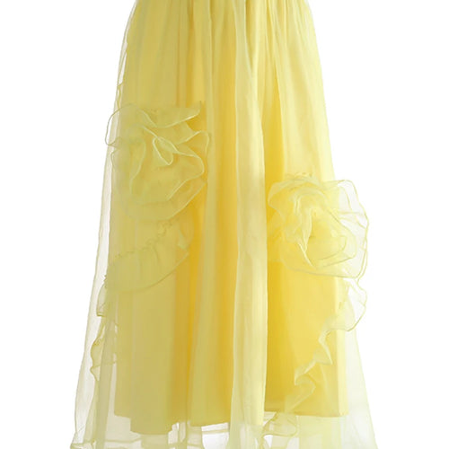 Load image into Gallery viewer, High Elastic Waist Khaki Three-dimensional Flower Mesh Half-body Skirt Women Fashion Tide New Spring Autumn 20251DJ0912
