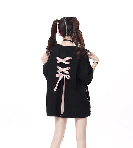 Harajuku Woman Tshirt Japanese Fashion Oversized Tops 2023 Ropa Mujer Bandage Casual Summer Sweet Y2k T Shirts Clothes for Teens