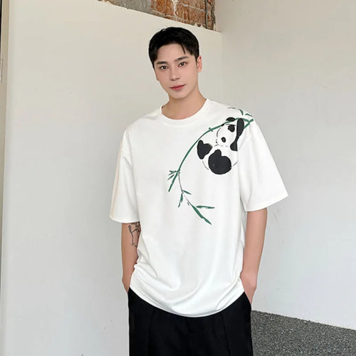 Load image into Gallery viewer, Men&#39;s Short Sleeved T-shirt 2024 Summer New Chinese Style Bamboo Cotton Pattern Print Design Trend Fashion Casual Top 5689
