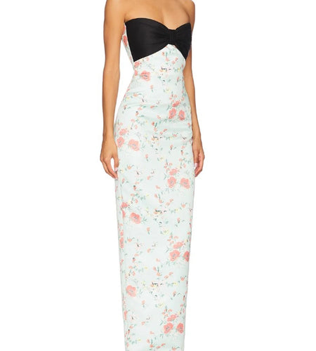 Hit Color Printing Spliced Bowknot Dresses for Women Strapless Sleeveless Sexy Dress Female Fashion Clothing New