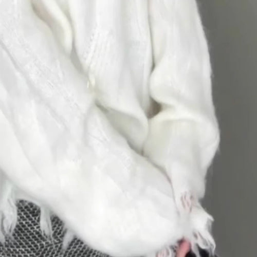 Load image into Gallery viewer, Y2k Aesthetic Hole Autumn Women Sweaters Casual Loose Bow Grunge Knitted Simple Pullovers 2025 Harajuku Solid Tops Pull Femme
