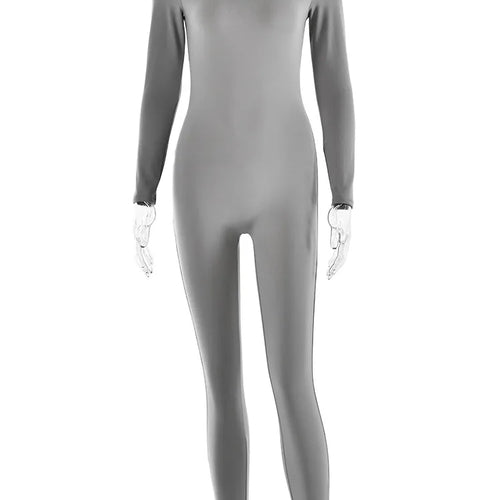 Load image into Gallery viewer, Square Neck Long Sleeve Zipper Women Jumpsuit Elastic Tight High Waist Playsuit Slim Sporty Casual Outdoor Street Romper
