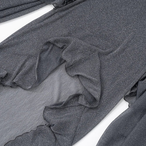 Load image into Gallery viewer, Mesh See Through Ruffled Sexy Maxi Dress For Women Gown Gray Off-shoulder Strapless Backless Ruched Long Dress Vestido
