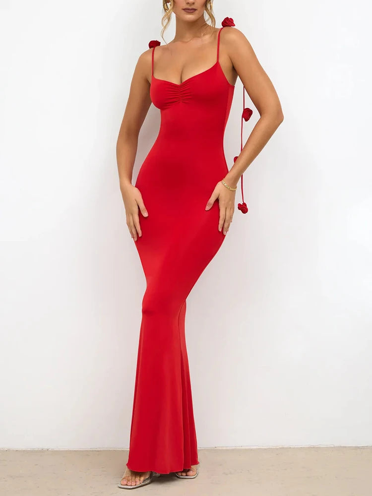 Spliced Appliques Solid Sexy Dresses For Women Square Collar Sleeveless High Waist Backless Temperament Bodycon Dress Female