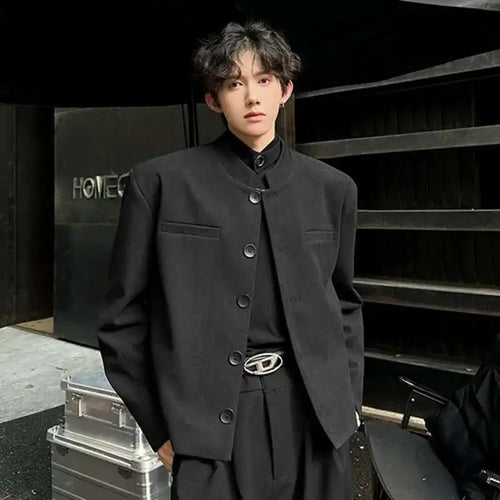 Load image into Gallery viewer, Stylish Men&#39;s Suit Jackets Stand Collar Single Breasted Shoulder Padded Slim Casual Thickened Male Short Blazers 9W223
