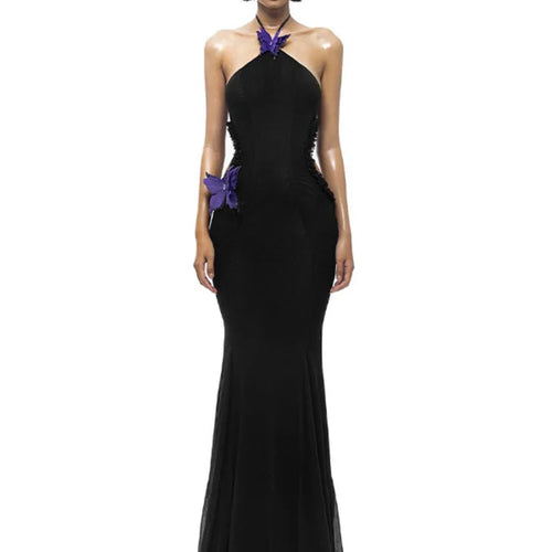 Load image into Gallery viewer, Sexy Sleeveless Hanging Zero Hollow Out  Bow Slim Dress For Women Elegant Bodycon Backless Fishtail 2025 Party Vestidos

