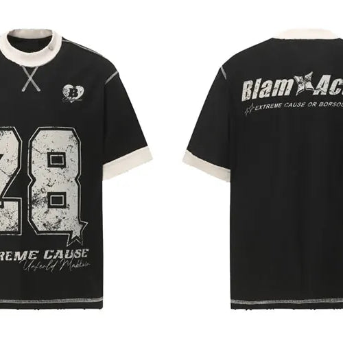 Load image into Gallery viewer, Vintage Men T-Shirt Y2K Grunge Graphic Printed Ripped Patchwork Streetwear Tshirt Hip Hop Harajuku Casual Punk Gothic Baggy Top
