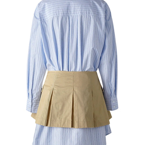 Load image into Gallery viewer, Women Blue Striped Pleated Elegant Big Size Blouse New Lapel Long Sleeve Shirt Fashion Tide Spring Autumn 2025 7AB1822
