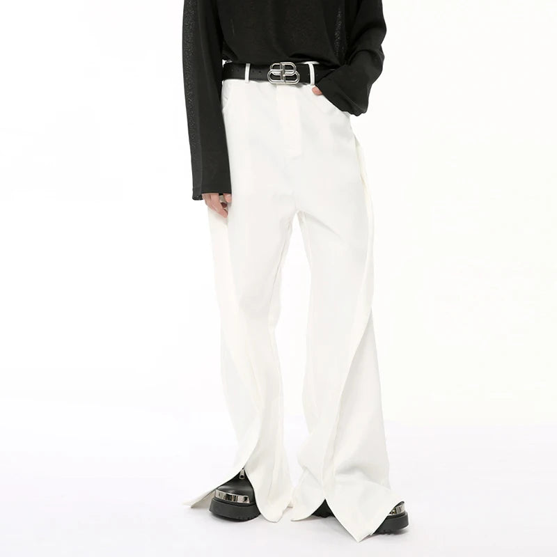 Male Suit Pants New Three-dimensional Deconstructed Zippers Design Boot Cut Men‘s Trousers Summer Trendy 9C6681