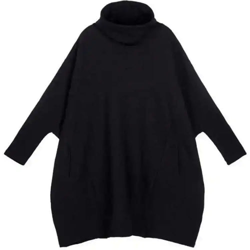 Load image into Gallery viewer, Black Big Size Knitting Sweater Loose Fit Turtleneck Long Sleeve Women Pullovers New Fashion Tide Autumn Winter 2025 1Z319
