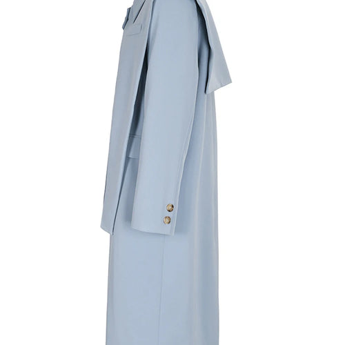 Load image into Gallery viewer, Women Blue Irregular Big Size Long Blazer New Lapel Long Sleeve Loose Fit Jacket Fashion Tide Spring Autumn 2025 7AB039
