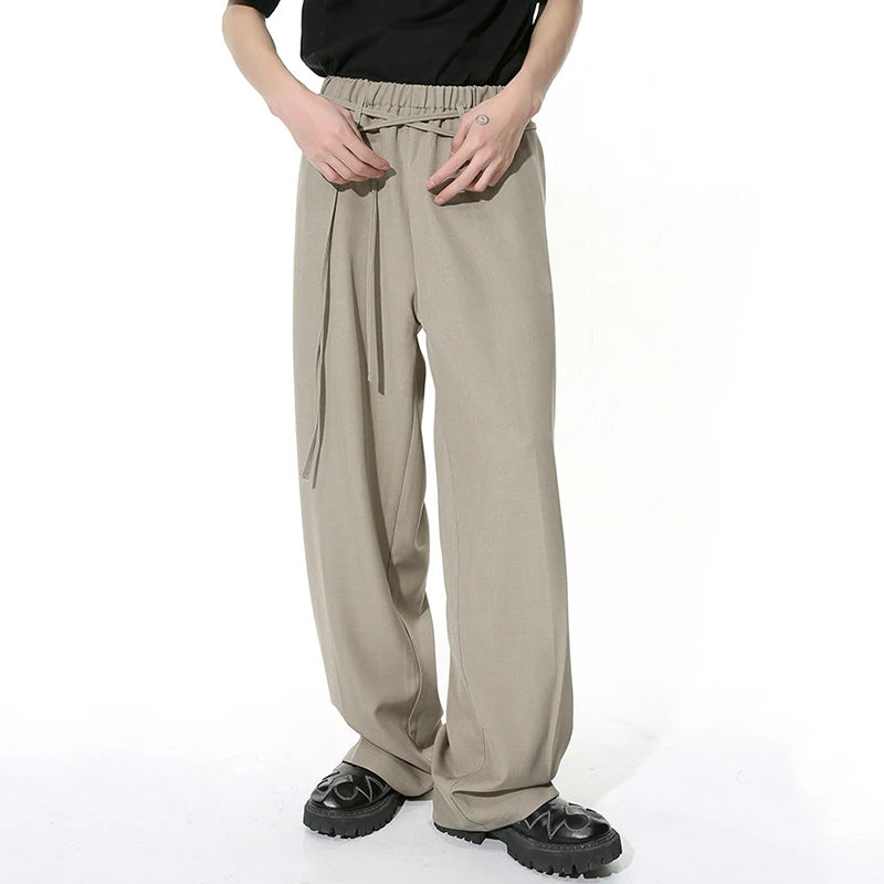 Menwear Simple Trousers Niche Double Belt Design Hanging Casual Loose Pants Summer Men's Fashion Trend 9C4392