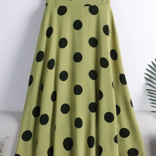 Load image into Gallery viewer, Chiffon Print Dot Skirts Womens High Waist All-match Summer Medium Long  A-line Skirt Female Office Lady Pleated Skirt Elegant
