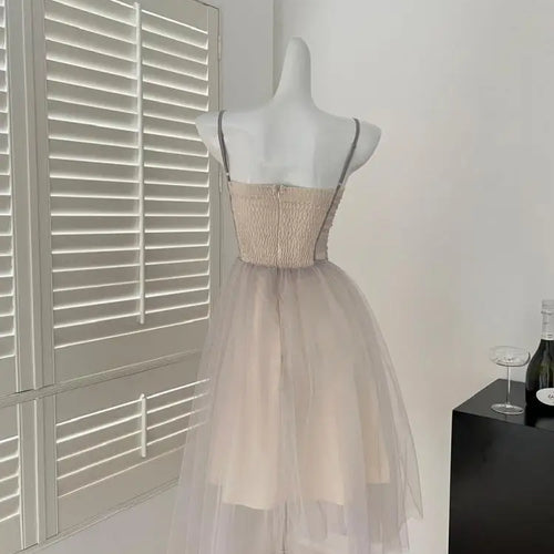 Load image into Gallery viewer, French Vintage Women Silver Pink Mesh Elegant Sexy Club Backless Pleated Slip Long Dress 2025 Summer Sleeveless Slim Party Dress
