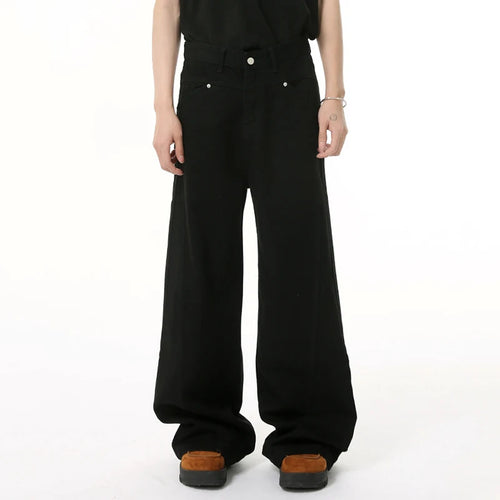 Load image into Gallery viewer, Deconstruction Men&#39;s Jeans New Trendy High Street Style Straight Leg Line Design  Solid Color Casual Menwear 9W1686
