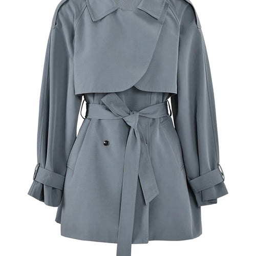 Load image into Gallery viewer, Women Gray Belted Big Size Trench New Lapel Long Sleeve Loose Fit Windbreaker Fashion Tide Spring Autumn 2025 CPG0586
