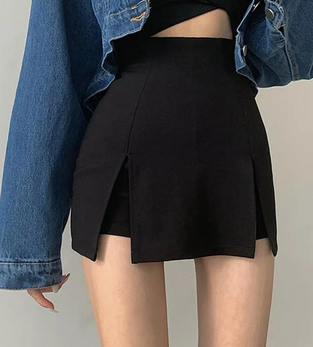 Sexy Split Shorts Skirt Women's Office Ladies Suit Skirt Summer New Black Mini A-line Pants Skirt High Waist Wide Leg Shorts