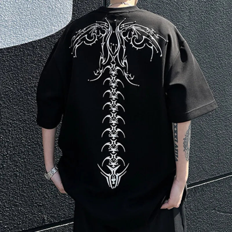 Men's T-shirts Short Sleeve New Krorean Fashion Embroidery Nail Pad Shoulder Decoration Tide Male Pullover Top 9W1664