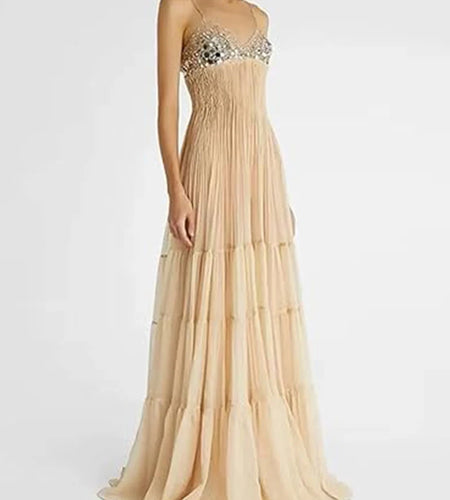 Solid Spliced Sequines Slimming Dreses For Women V Neck Sleeveless High Waist Elegant Dress Female Fashion Style